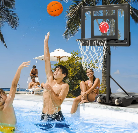 Fun Fuel Pool Basketball Hoop, Height Adjustable Poolside Basketball Hoop