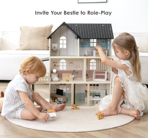 Fun Fuel Wooden Dollhouse for Kids