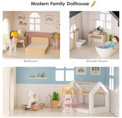 Fun Fuel Wooden Dollhouse for Kids