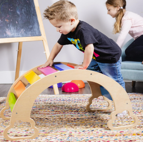 Fun Fuel Rocker Board for Toddlers - Safe Non Toxic Climbing and Rocking Board